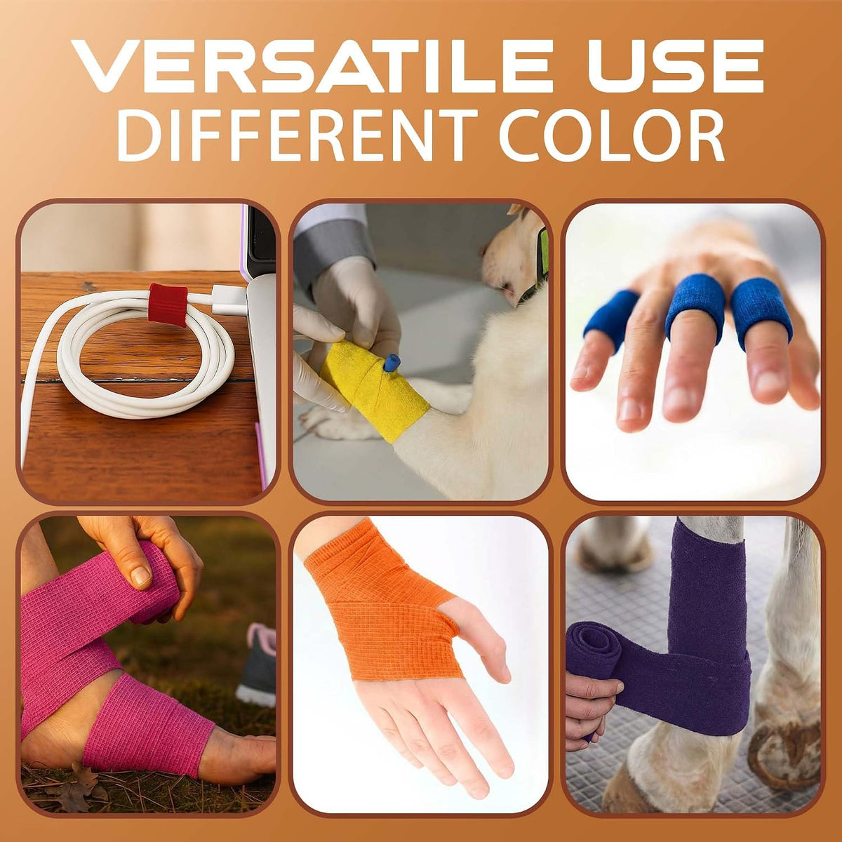 Self-adhesive medical tape used as an athletic wrap on an ankle