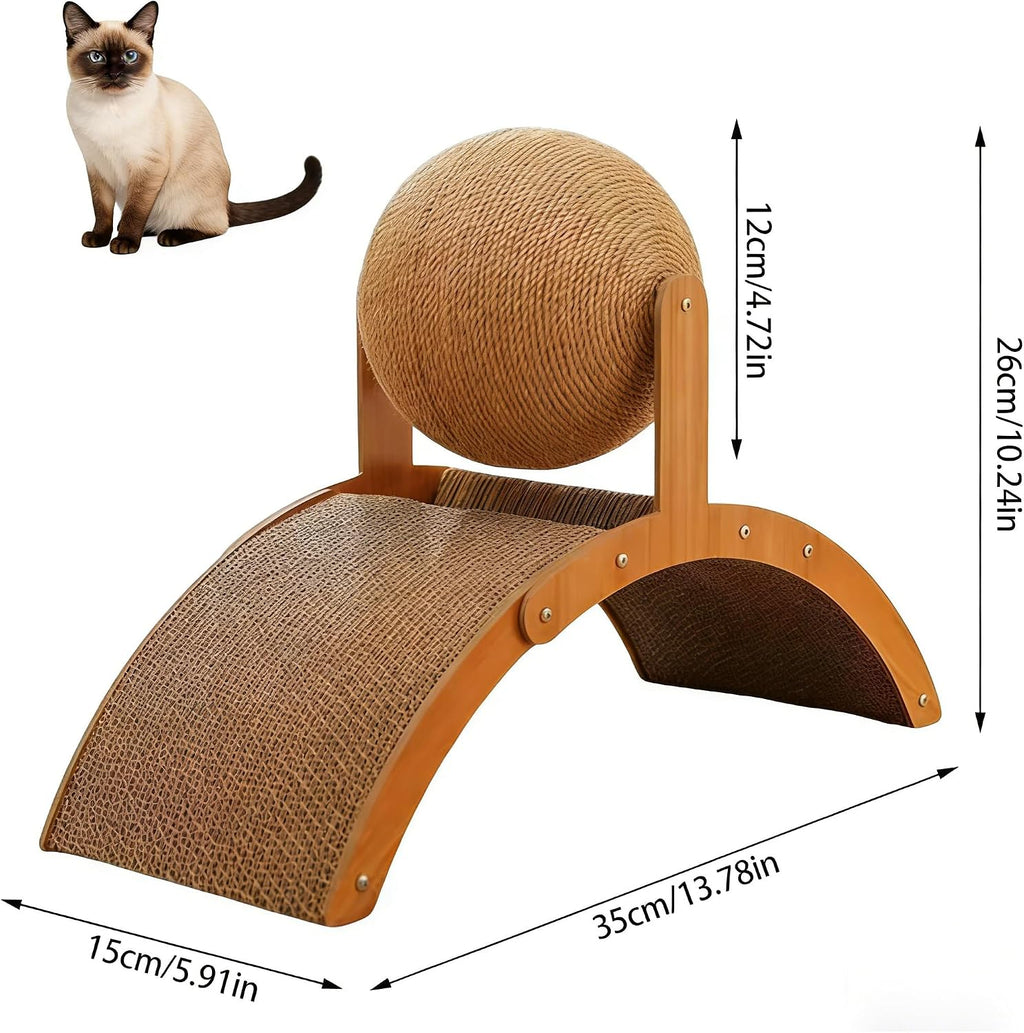 Premium imported sisal rope cat grab ball close up textured view
