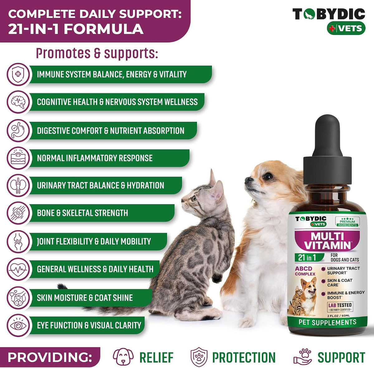 Beloved Pets Tobydic liquid multivitamin showing back label with ingredients