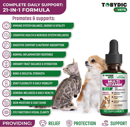 Beloved Pets Tobydic liquid multivitamin showing back label with ingredients