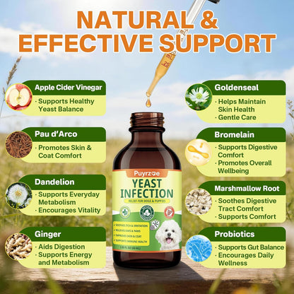 Authentic Puyrzoe yeast infection drops for dogs targeting inflammation and skin irritation