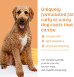 Close up of Hartz 5 in 1 curly and wavy dog coat shampoo bottle