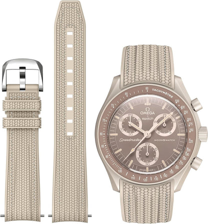 Strap for Moonswatch Watch,Lengthening No Gap Silicone Establishment Pattern Strap for Omega X Swatch Speedmaster Moonswatch Watch,Quickly Release Curved End Strap for Swatch Omega Men Women - Image 10
