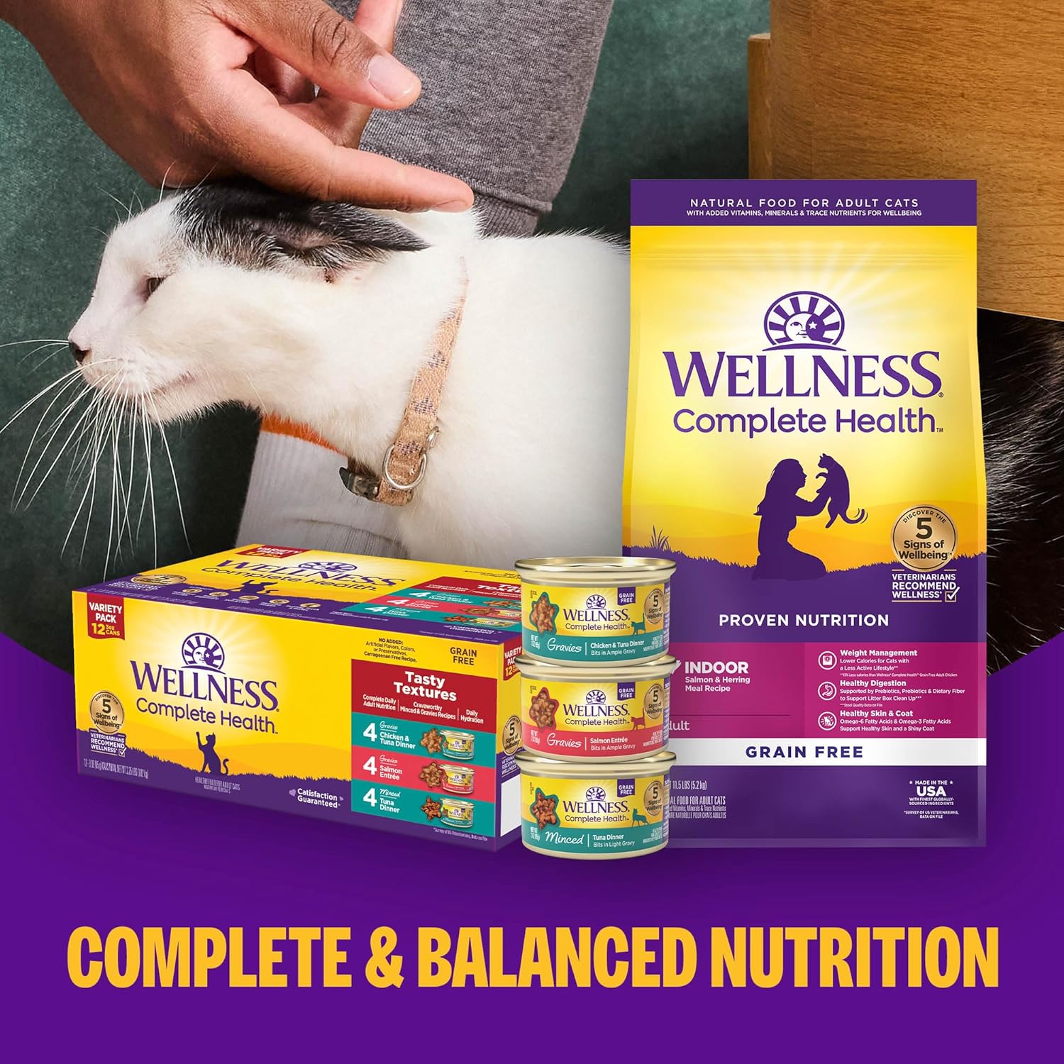 Wellness Complete Health Pate Variety Pack Adult Canned Wet Cat Food, Natural, Protein Rich, Grain Free, Chicken and Turkey Favorites, 3 oz, Pack of 24 Cans - Image 9