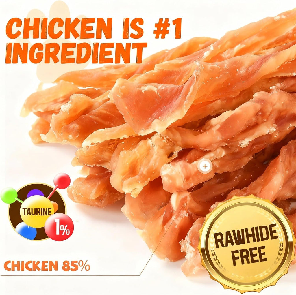 Pawmate natural chicken jerky dog treat strips texture
