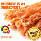Pawmate natural chicken jerky dog treat strips texture