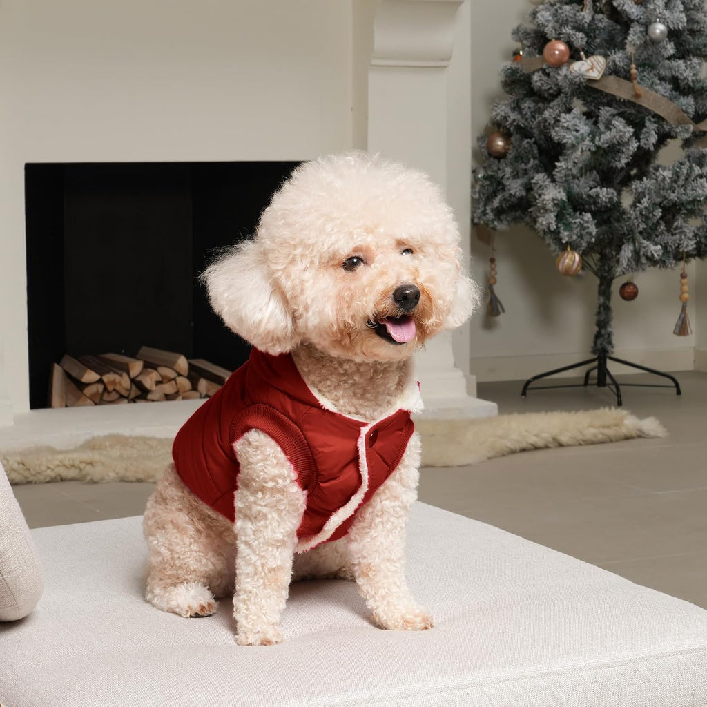 Vecomfy Fleece Lining Extra Warm Dog Hoodie in Winter,Small Dog Jacket Puppy Coats with Hooded,Red S - Image 4