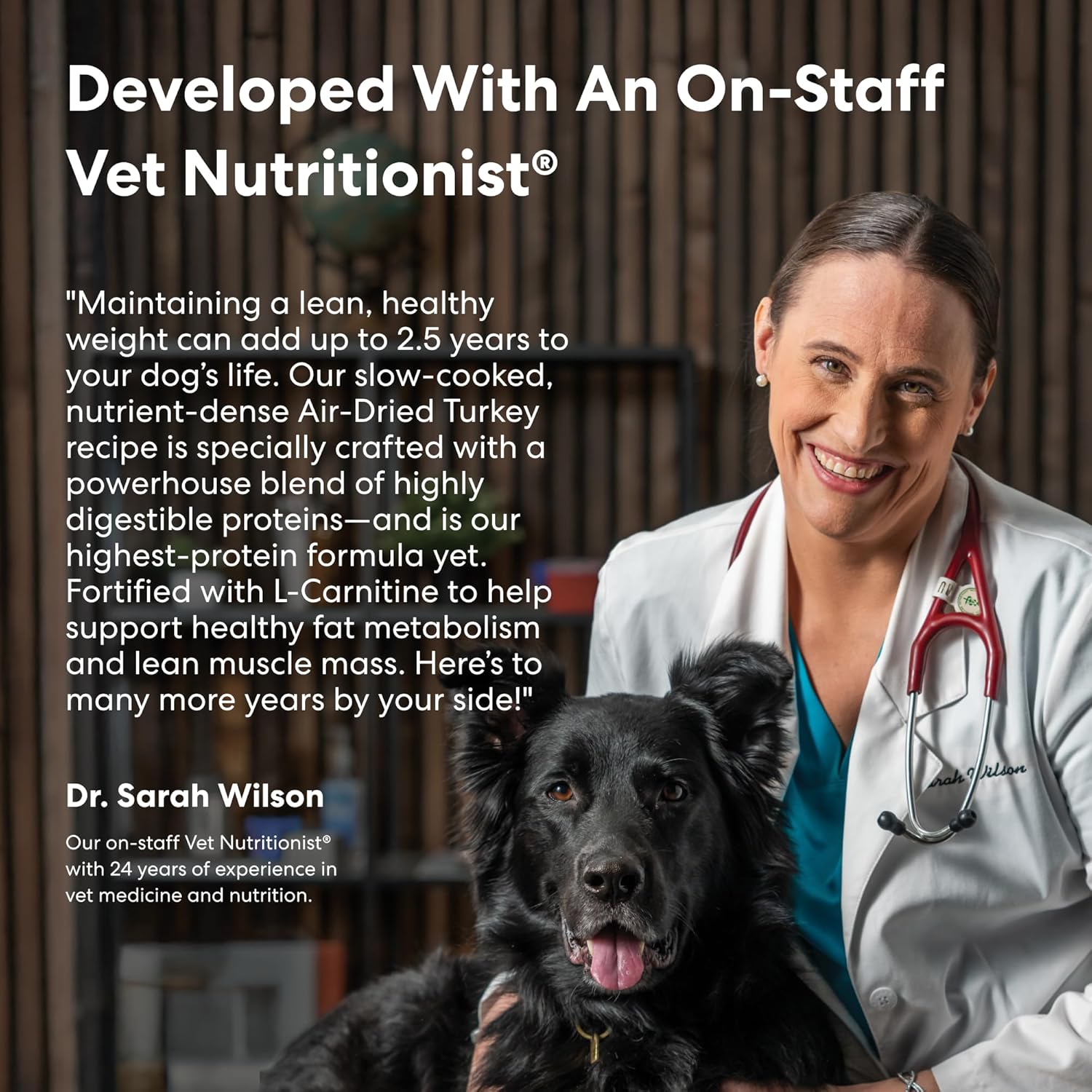 Healthy imported holistic dog food with natural superfoods for skin and coat care.