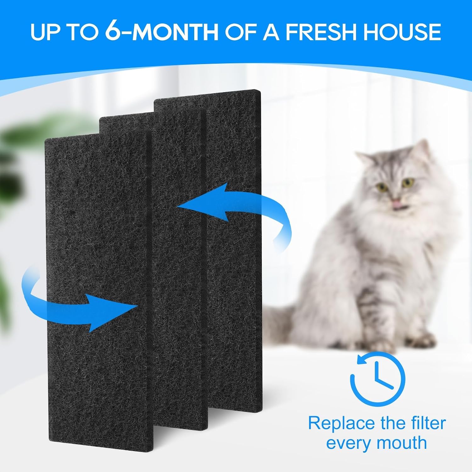 Natural coconut shell charcoal filter replacement for cat litter box