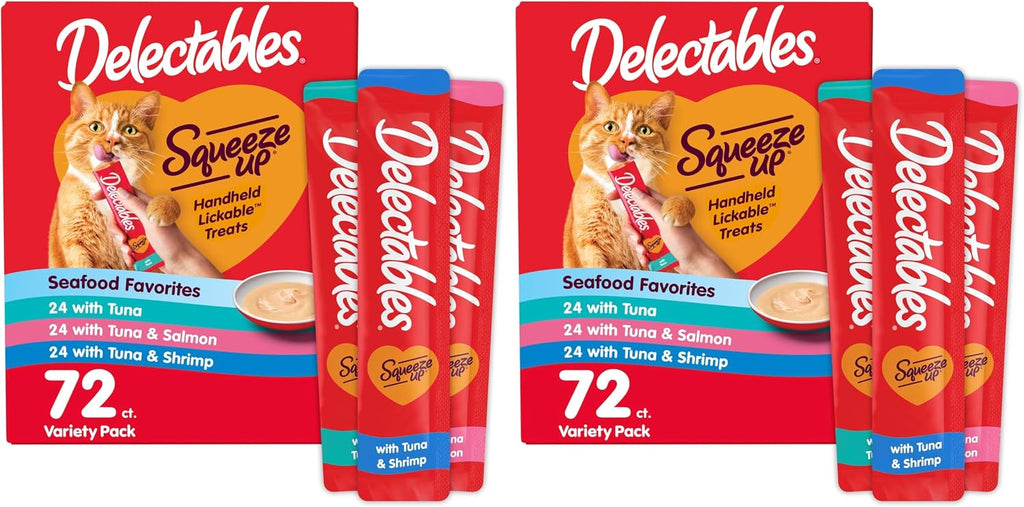 Delectables Squeeze Up Seafood Variety Pack, Creamy Squeezable Puree, Lickable Wet Cat Treats, Grain Free, No Added Fillers, No by-Products, No Added Preservatives, 0.5 Ounces Tube, 54 Tubes Total - Image 9