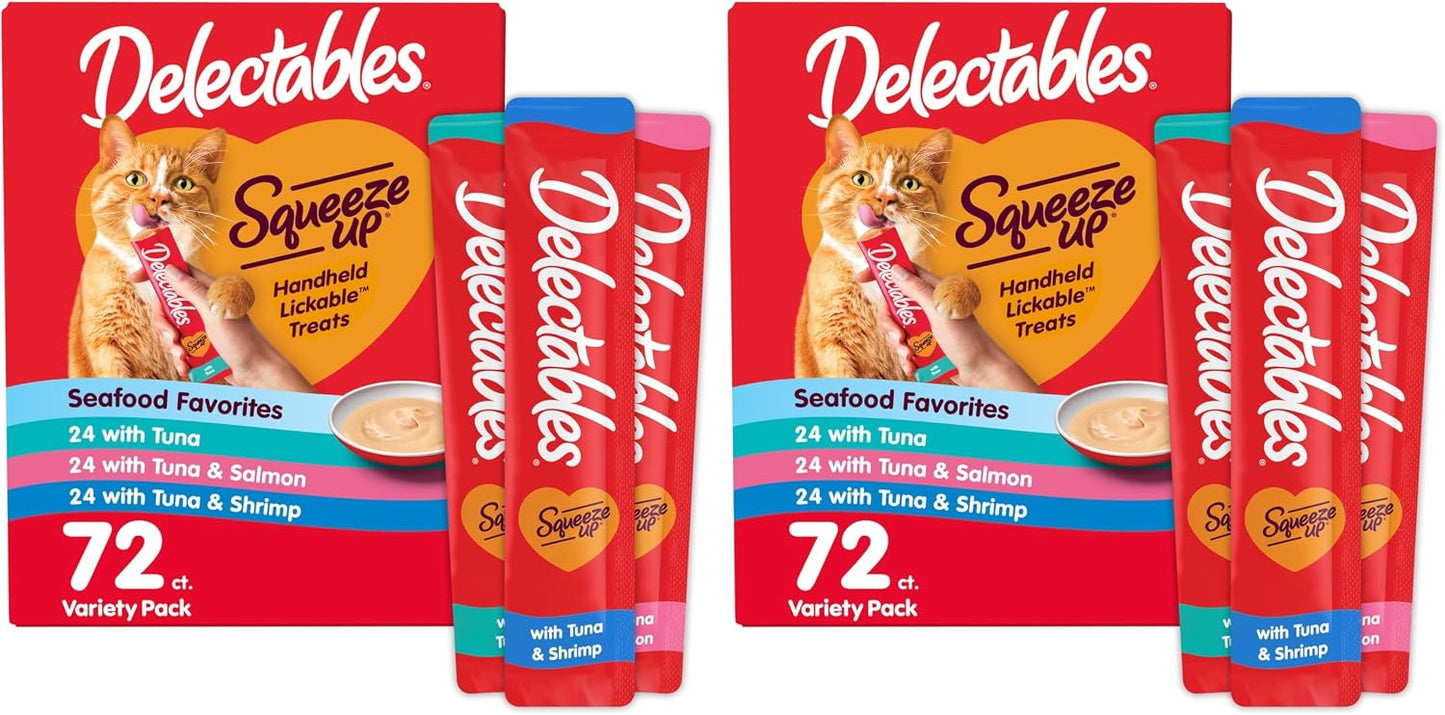 Delectables Squeeze Up Seafood Variety Pack, Creamy Squeezable Puree, Lickable Wet Cat Treats, Grain Free, No Added Fillers, No by-Products, No Added Preservatives, 0.5 Ounces Tube, 54 Tubes Total - Image 9