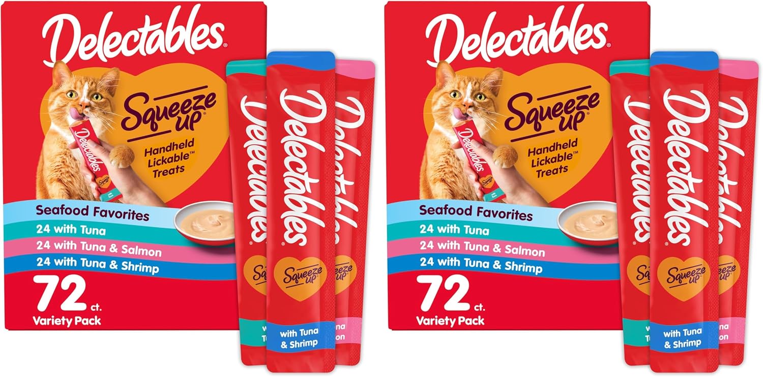 Delectables Squeeze Up Seafood Variety Pack, Creamy Squeezable Puree, Lickable Wet Cat Treats, Grain Free, No Added Fillers, No by-Products, No Added Preservatives, 0.5 Ounces Tube, 54 Tubes Total - Image 9