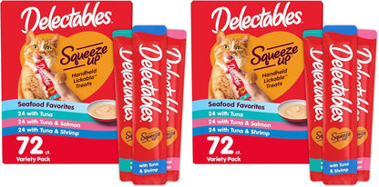 Delectables Squeeze Up Seafood Variety Pack, Creamy Squeezable Puree, Lickable Wet Cat Treats, Grain Free, No Added Fillers, No by-Products, No Added Preservatives, 0.5 Ounces Tube, 54 Tubes Total - Image 9
