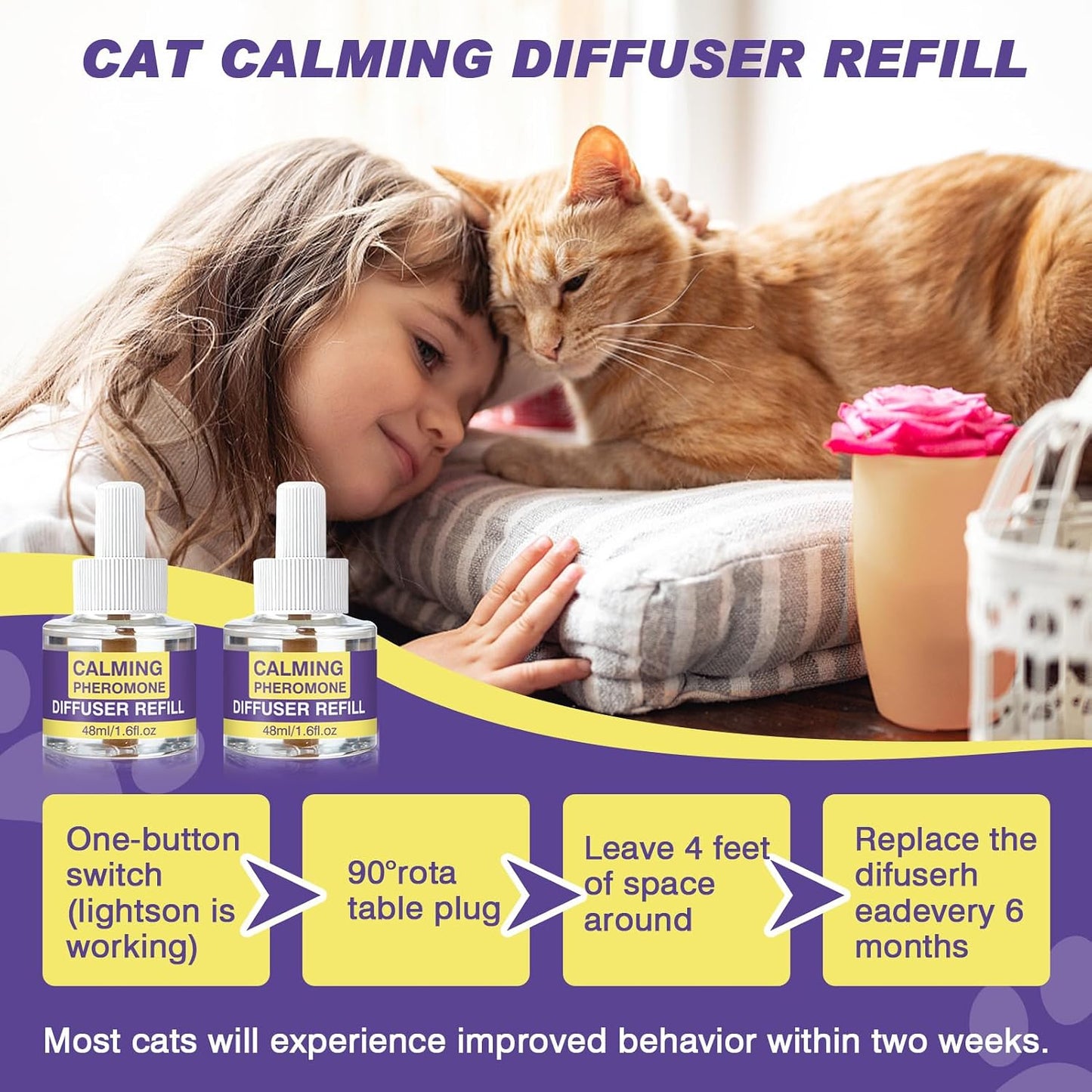 Eight pack of RUAKPL cat calming diffuser refills neatly arranged on a white background.