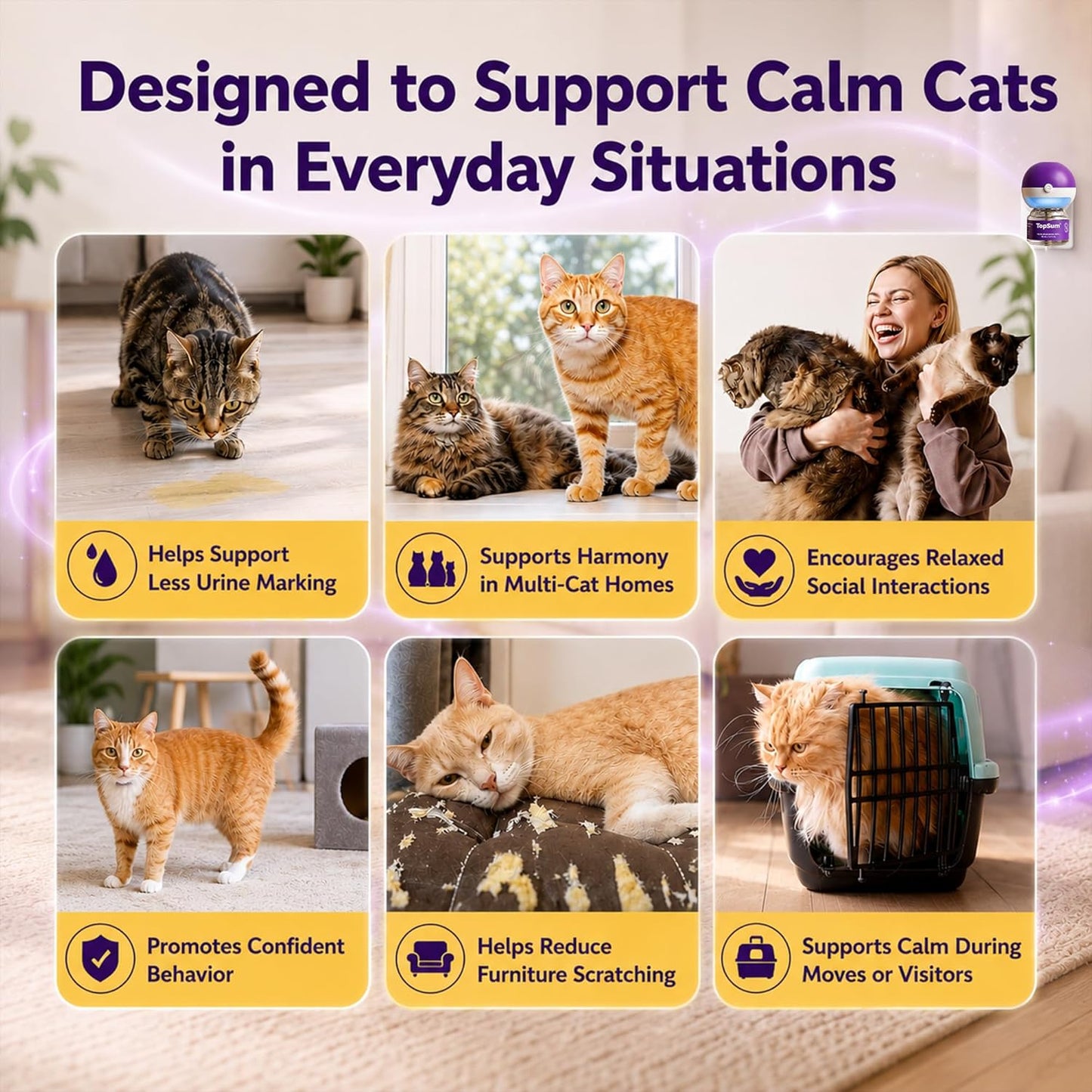 TopSum odorless pet calming solution designed to prevent scratching and spraying