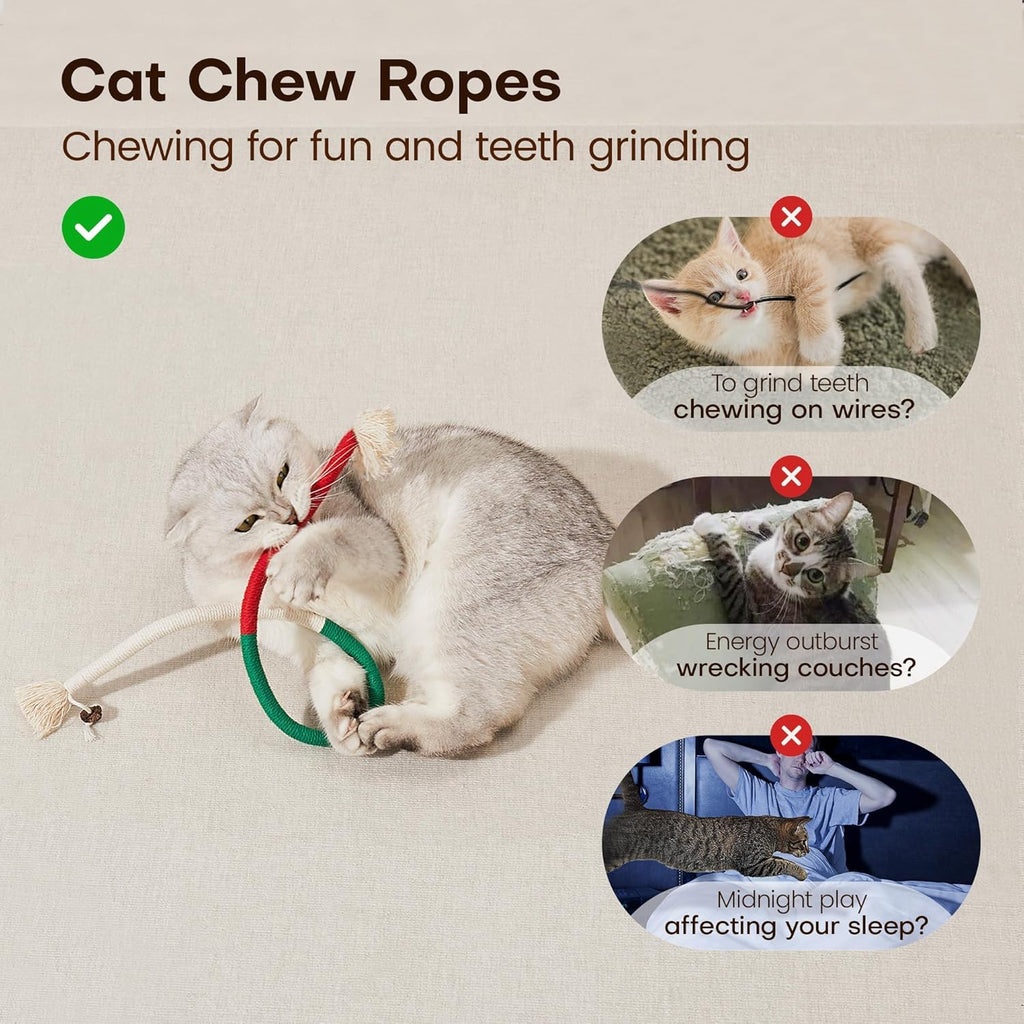 Close up of Potaroma organic cotton chew rope texture for cats