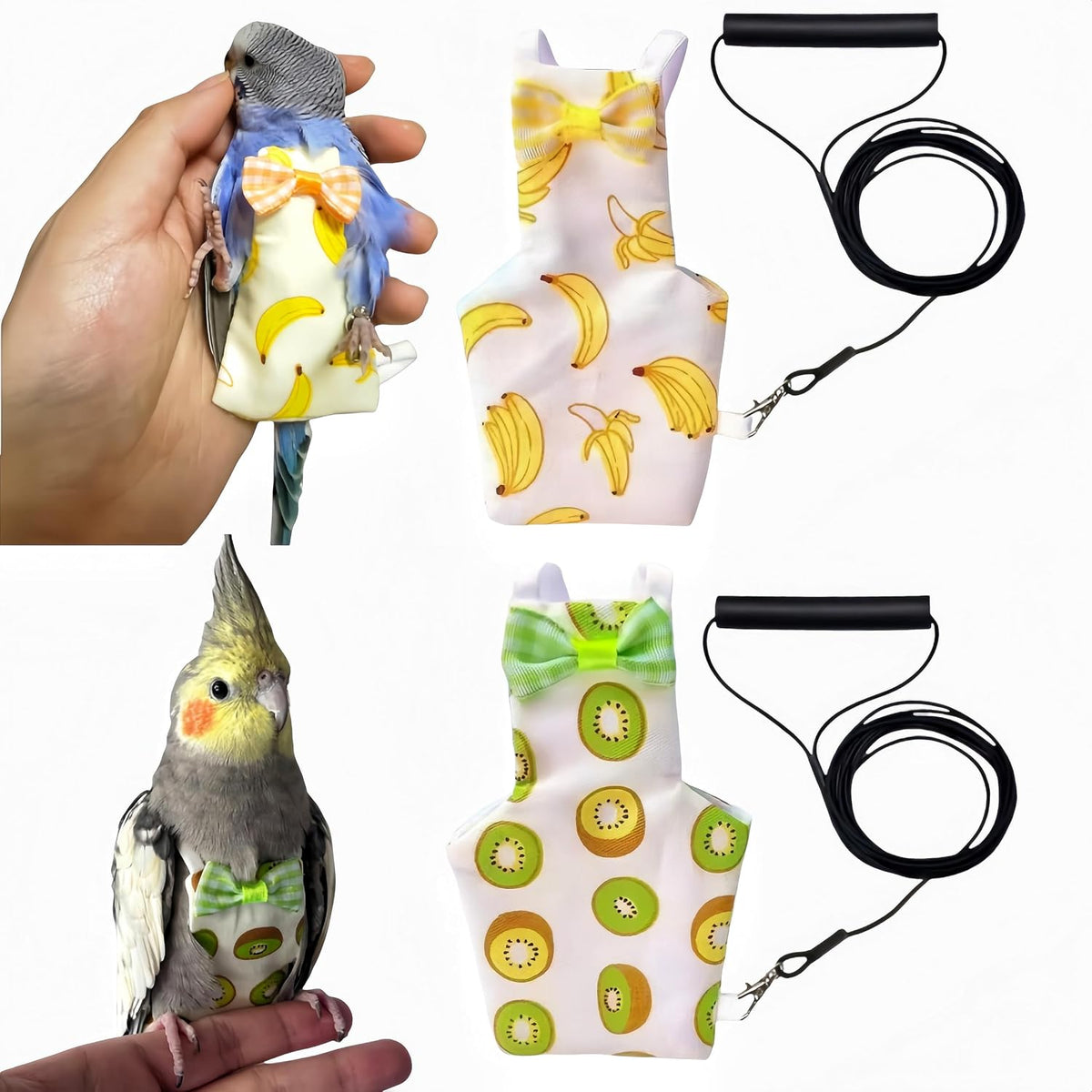 Magnoloran bird diaper front view with banana pattern