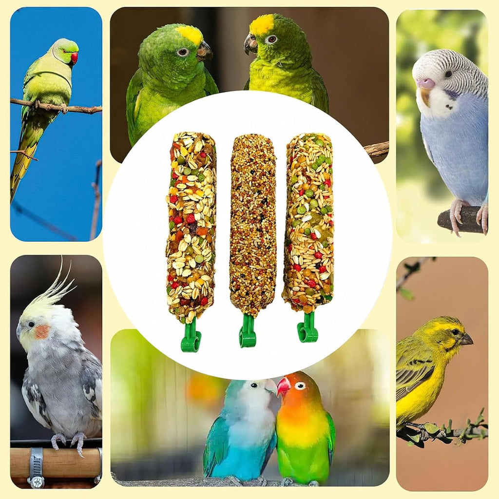 Tinyfield bird treats displayed in a pet cage setup