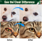 Plant extract pet eye drop bottle showing application instructions for animals.