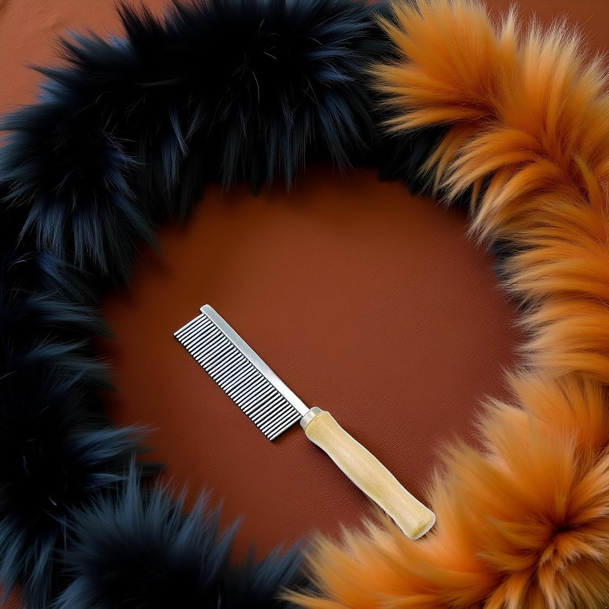 Myuiao stainless steel pin teeth grooming comb close up