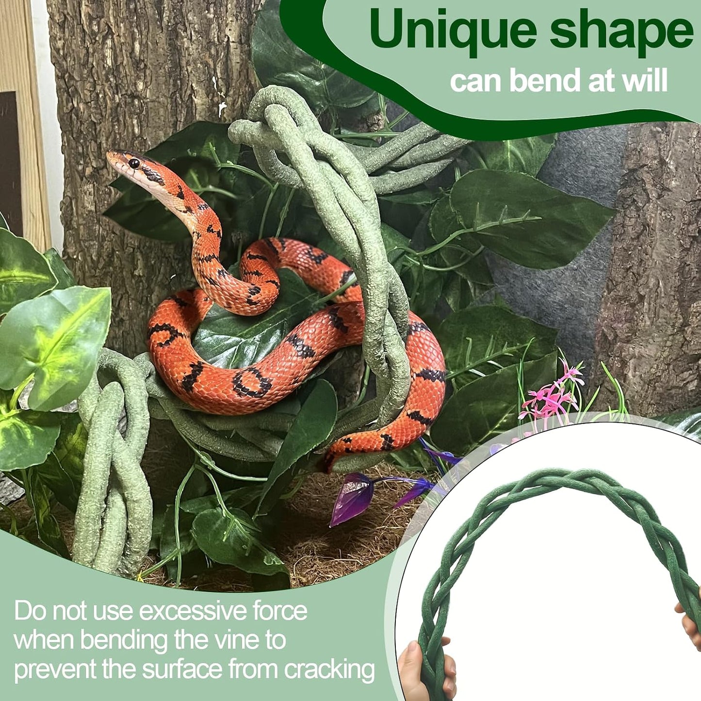 Installation components including suction cups and cable ties for reptile vines