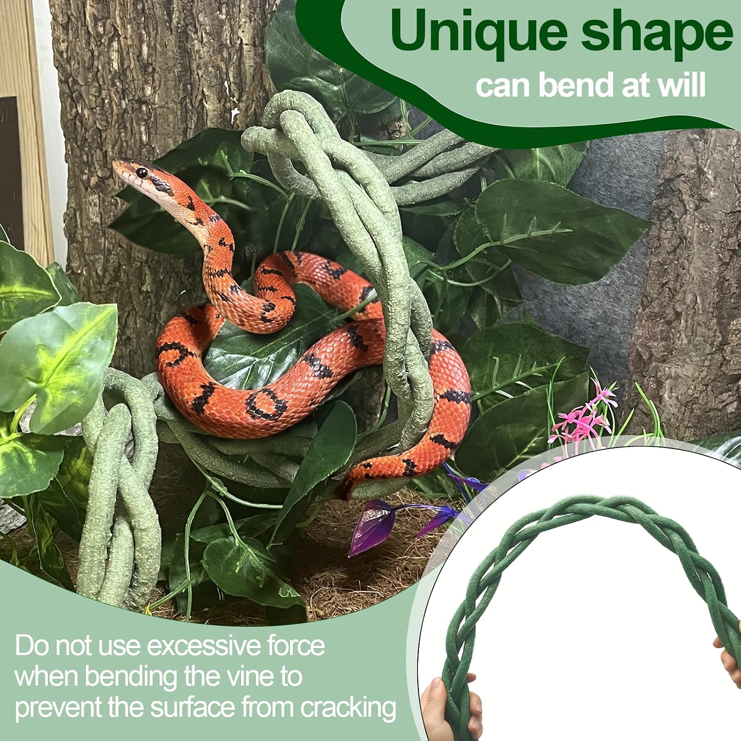 Installation components including suction cups and cable ties for reptile vines