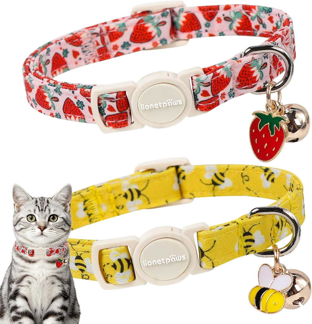 Lionet Paws two pack adjustable summer collars for boy and girl cats