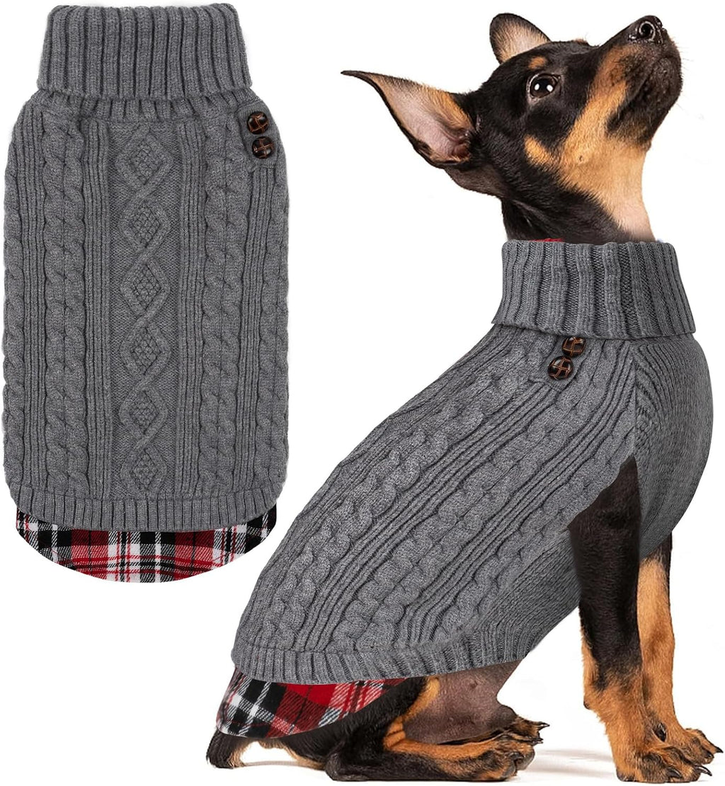 KYEESE Dog Sweater Soft Pullover Dog Sweaters for Small Dogs Male Warm Turtleneck Small Dogs Sweater with Gingham Patchwork Stretchy Knitwear Cat Clothes Comfy Pet Coat for Fall Winter Cold Weather - Image 9