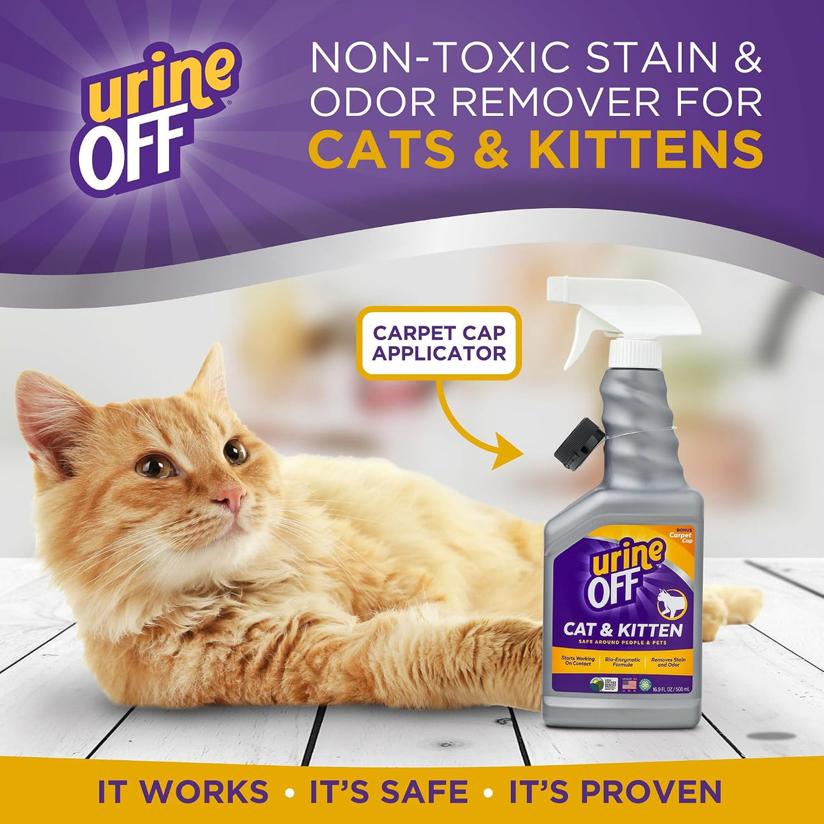 Urine Off bio-enzymatic pet cleaner spray bottle back label details