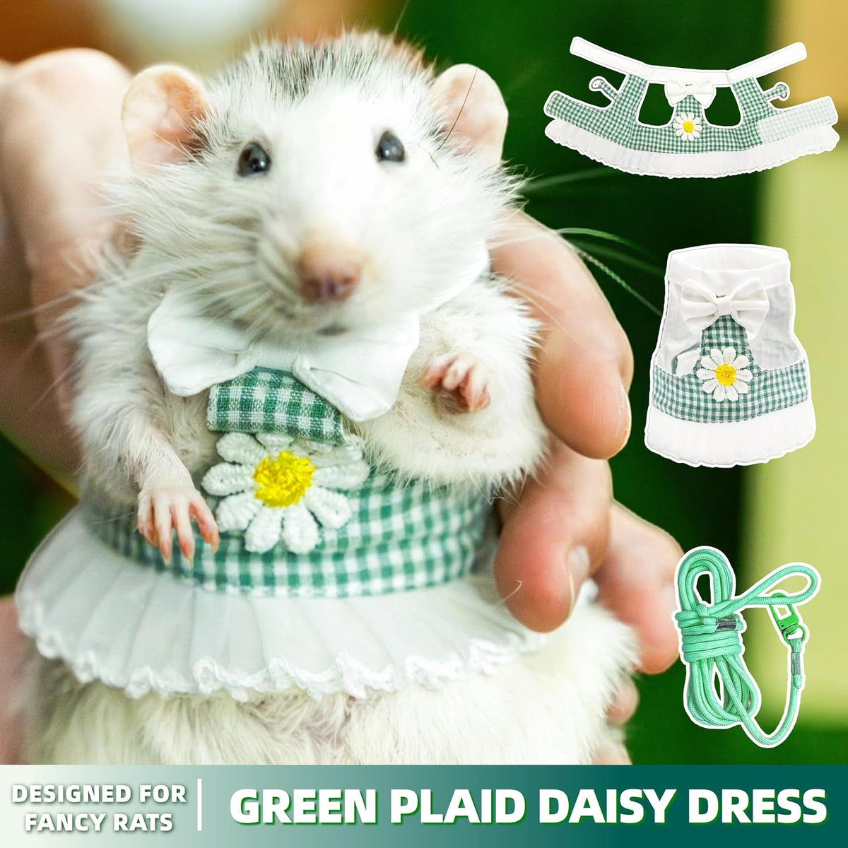 Adjustable small animal apparel with daisy print design side view