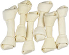 Hotspot Pets Large Rawhide Dog Chew Bones front view pack of five authentic imported treats.