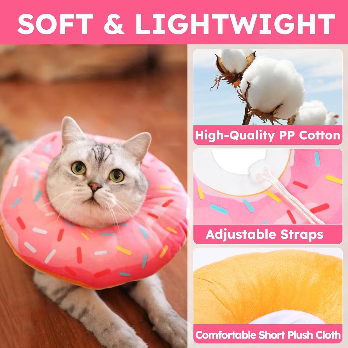 Lightweight Elizabethan neck pillow collar for cats eating comfortably