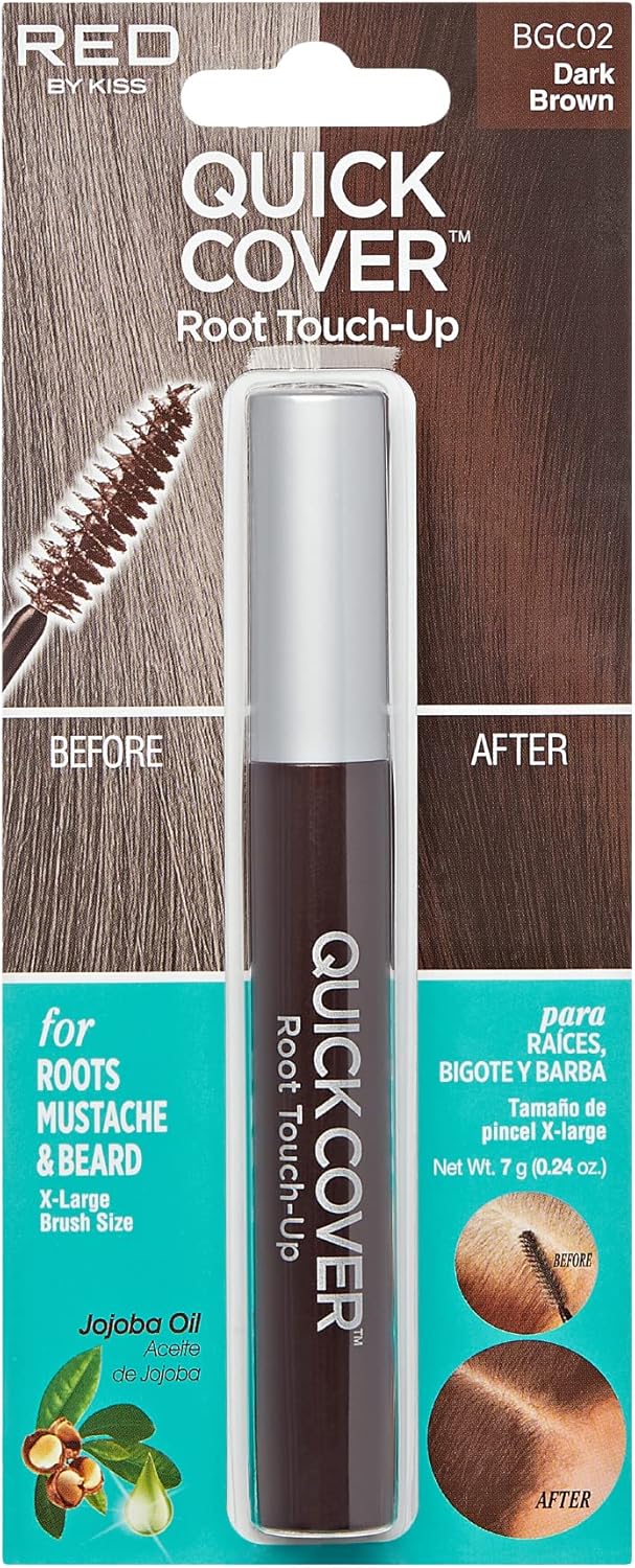 RED by KISS Quick Cover Root Touch Up Rescue (Jet Black), Mascara Natural Water-Resistant Temporary Gray Concealer Cover Up Brush for Hair Mustache & Beard, Formulated with Jojoba Oil - Image 9