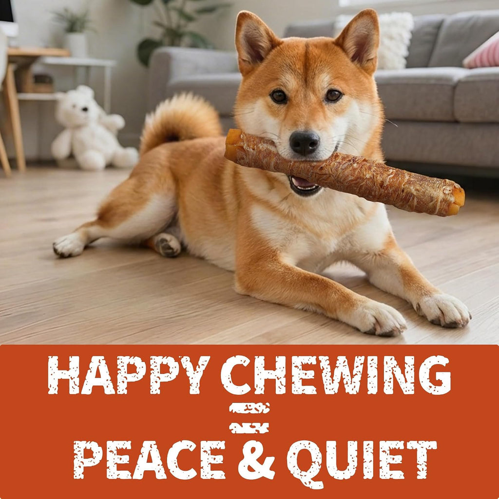 High protein natural chicken wrapped rawhide sticks for medium dogs close up