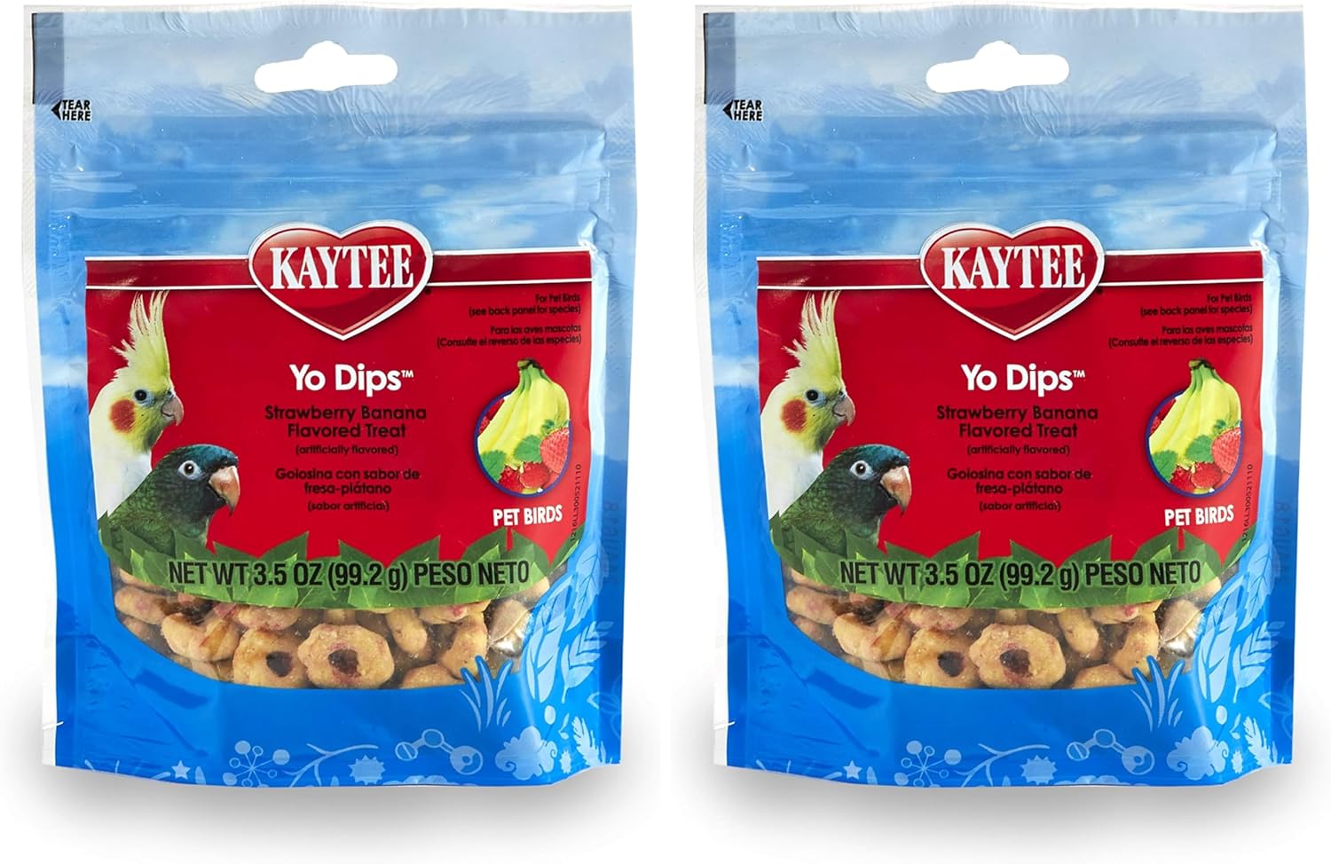 Pet bird enjoying Kaytee yogurt dipped treats during playtime
