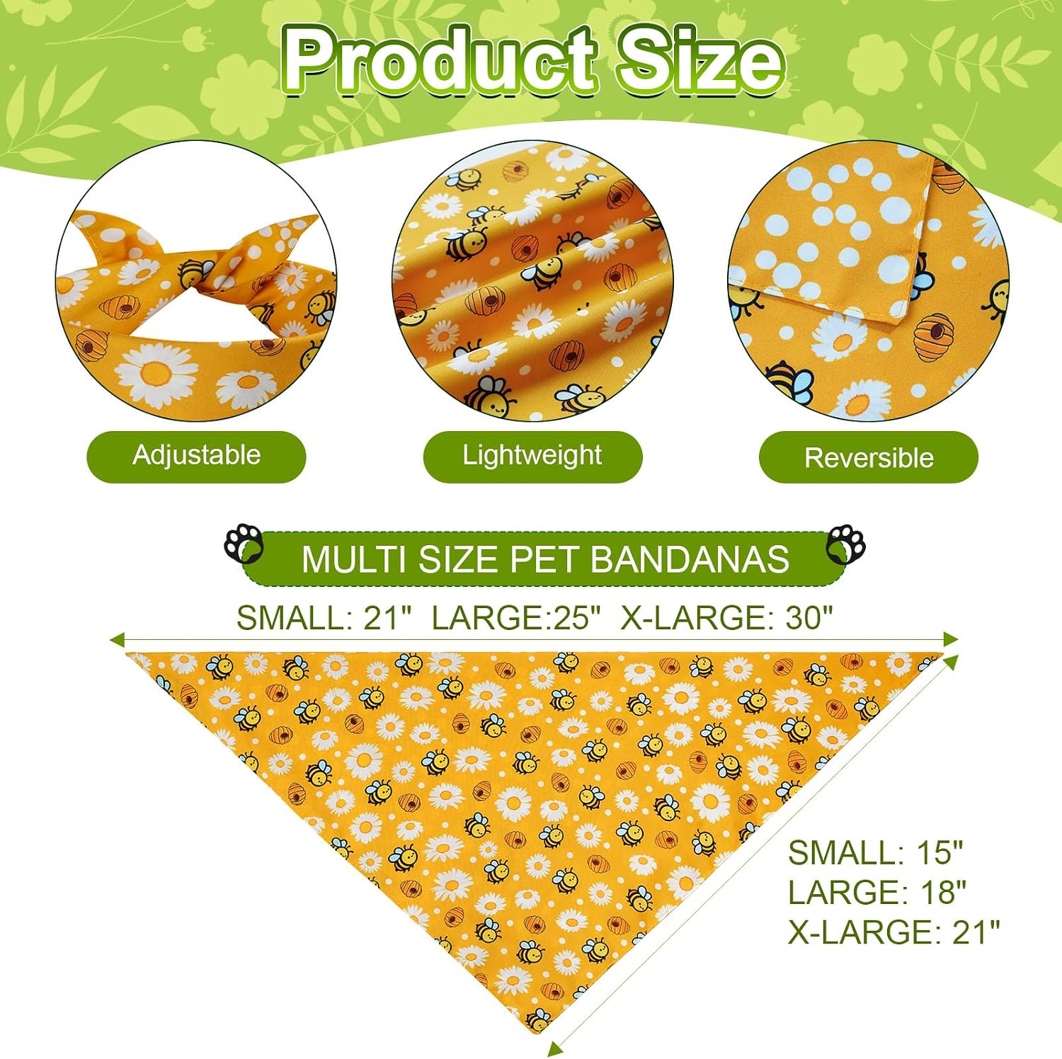 Dog wearing large size spring floral triangle bib