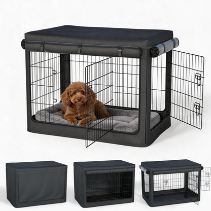 48 Inch Dog Crate Cover,1680D Heavy Duty Waterproof Oxford Kennel Cover with Detachable Top & Breathable Mesh for Large Dogs, Universal Fit for Wire Crates (Black, Cover Only) - Image 11