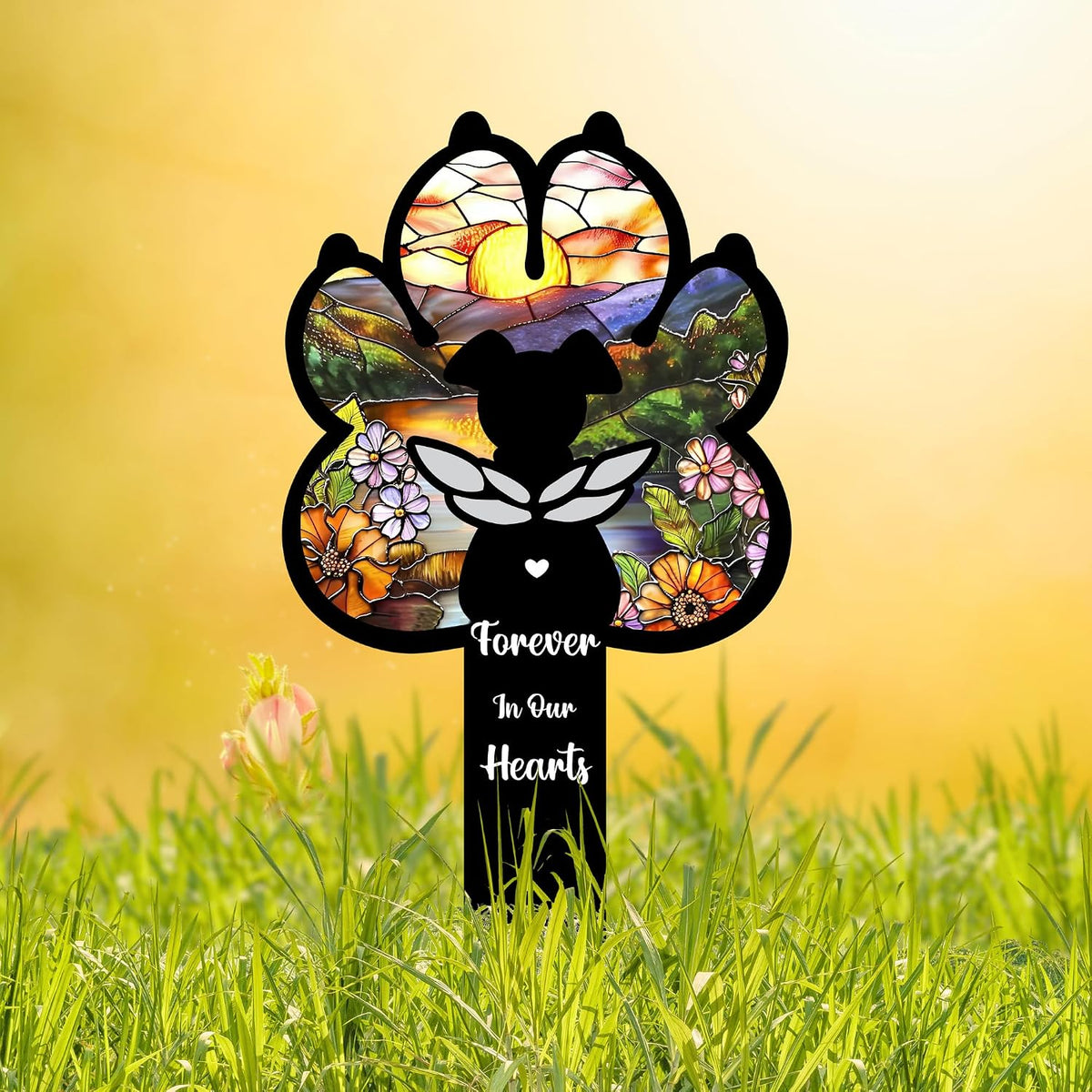 Cat Grave Marker Outdoor Memorial - 12in Metal Pet Memorial Plaque with Garden Cat Silhouette, Weatherproof Headstone for Yard or Indoor Tribute, Sympathy Gift for Loss of Cat - Image 10