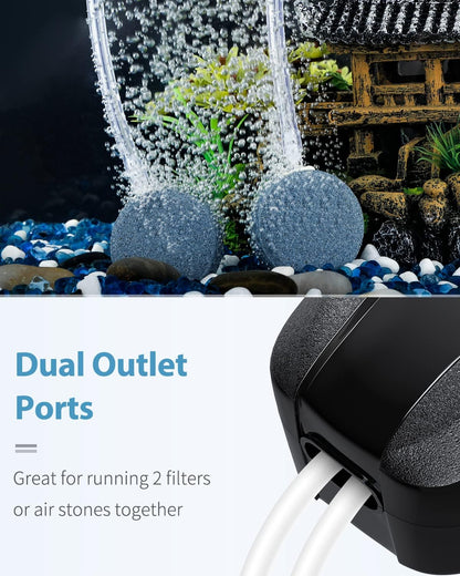 Side profile of Uniclife dual outlet aquarium oxygen pump
