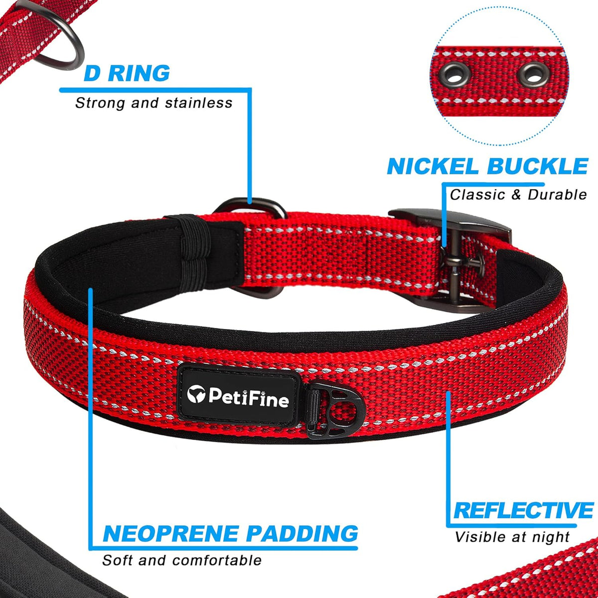 Interior view showing neoprene padding on PetiFine collar