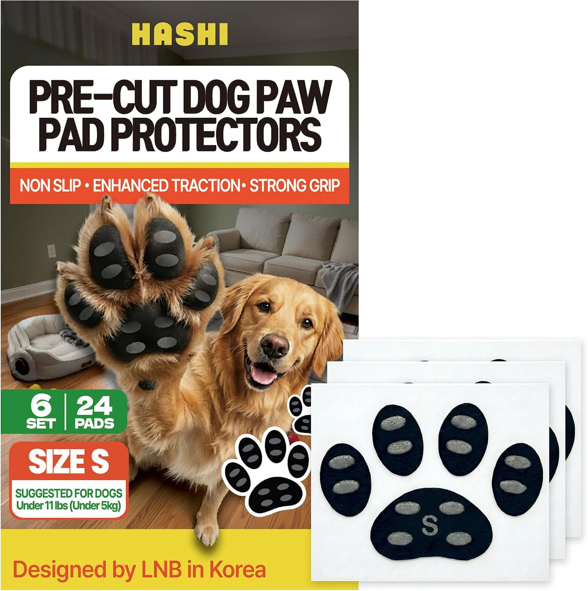 HASHI Dog Paw Grips Anti-Slip for Hardwood Tile Floors, Self-Adhesive Elastic Traction Pads for Senior Dogs, Pet Mobility Support, Waterproof Breathable (24, XXL) - Image 9