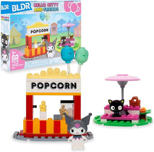 Jazwares BLDR Hello Kitty Kuromi Popcorn Stand Building Set front view packaging