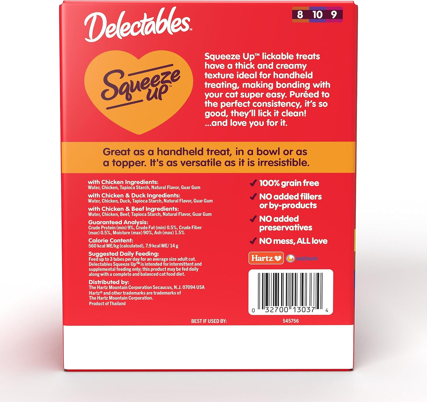 Back of pack showing ingredients for Delectables Non Seafood Variety