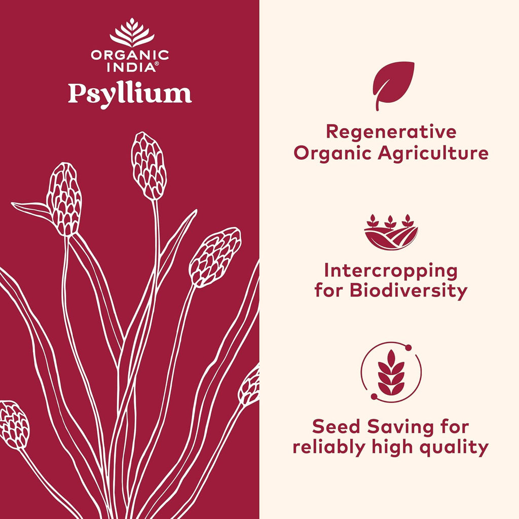Organic India Psyllium Husk dietary fiber supplement label details