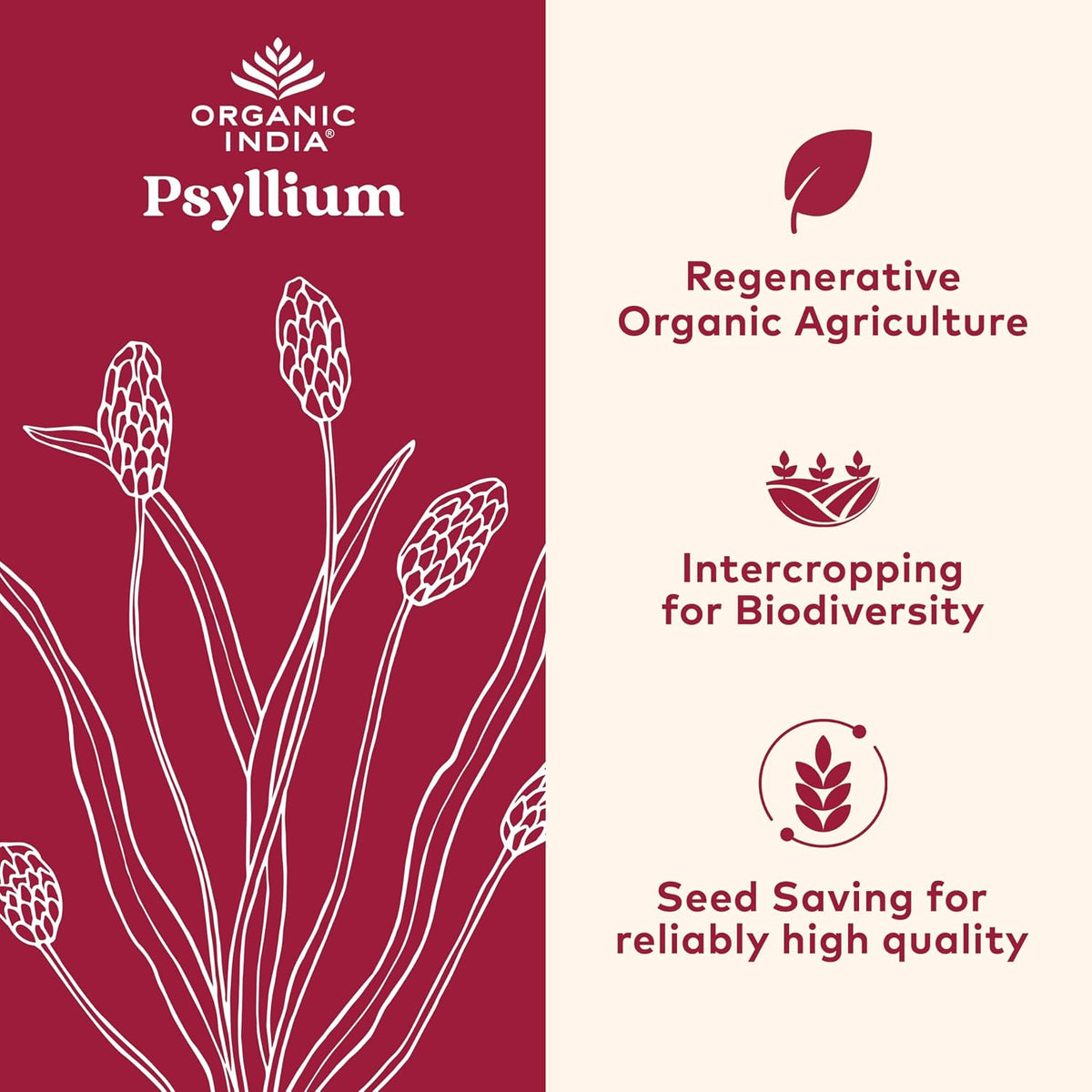 Organic India Psyllium Husk dietary fiber supplement label details