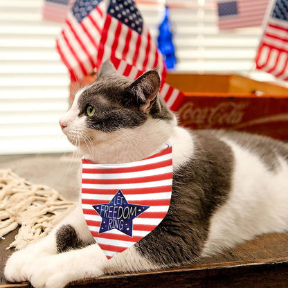 Two pieces of USA themed dog bandanas side by side