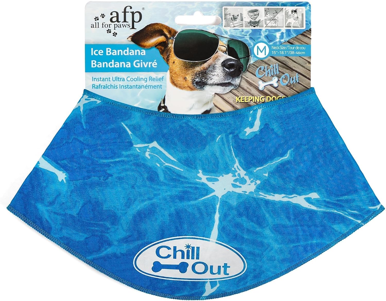 ALL FOR PAWS Dog Cooling Bandana, Cooling Bandanas for Large Dogs, Dog Cooling Neck Wrap, Cooling Scarf for Dogs, Blue Ice Dog Neck Cooler for Summer (L) - Image 12