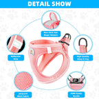 Reflective breathable lightweight puppy vest harness with leash pink color