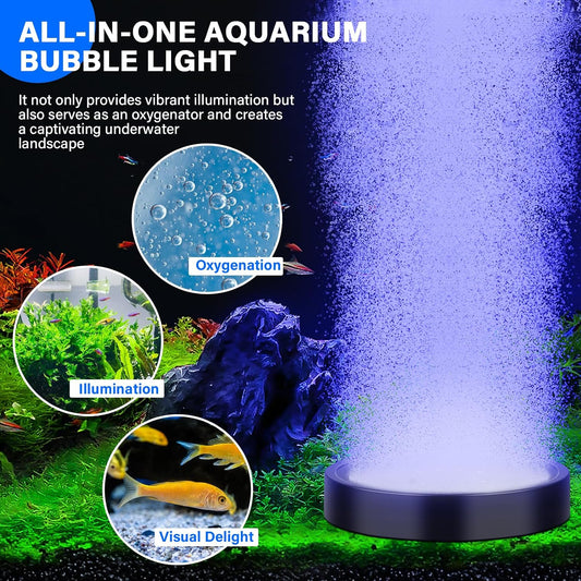 fishkeeper Aquarium Air Bubble Light, LED Fish Tank Bubbler Stone Disk with 11 Super Bright Lamp Beads, 16 Colors and 4 Modes Adjustable for Fish Tank Decoration Oxygenation - Image 3
