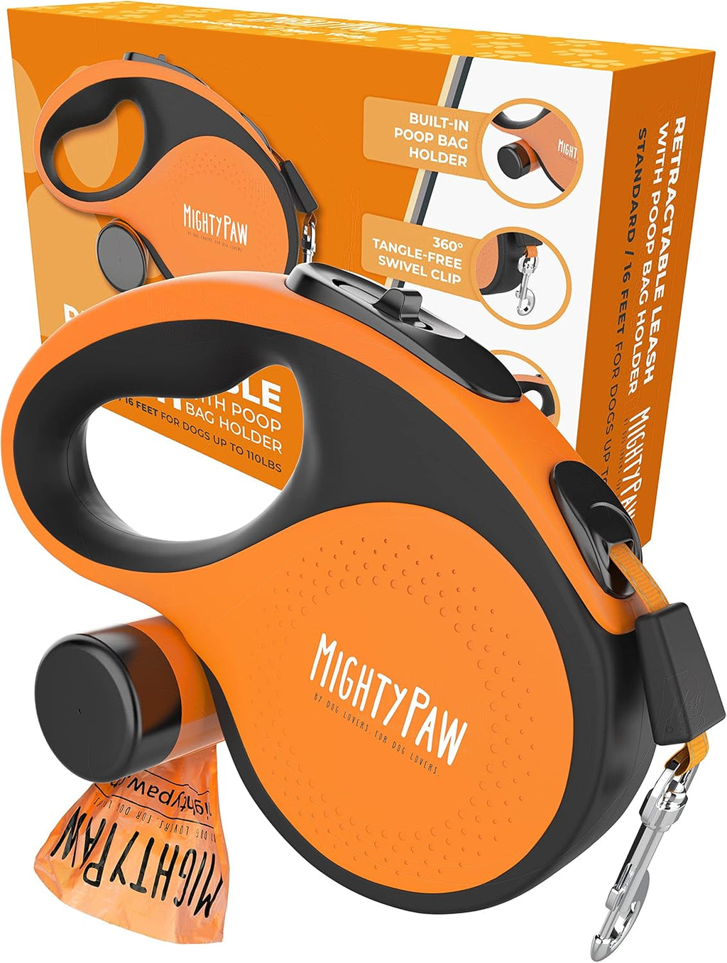 Mighty Paw Retractable Dog Leash 2.0 - Auto-Locking Button for The Control When You Need - Stainless Steel Coil for Smooth Retraction - Super Reflective Ring for Nighttime Visibility - No More Tangle - Image 11